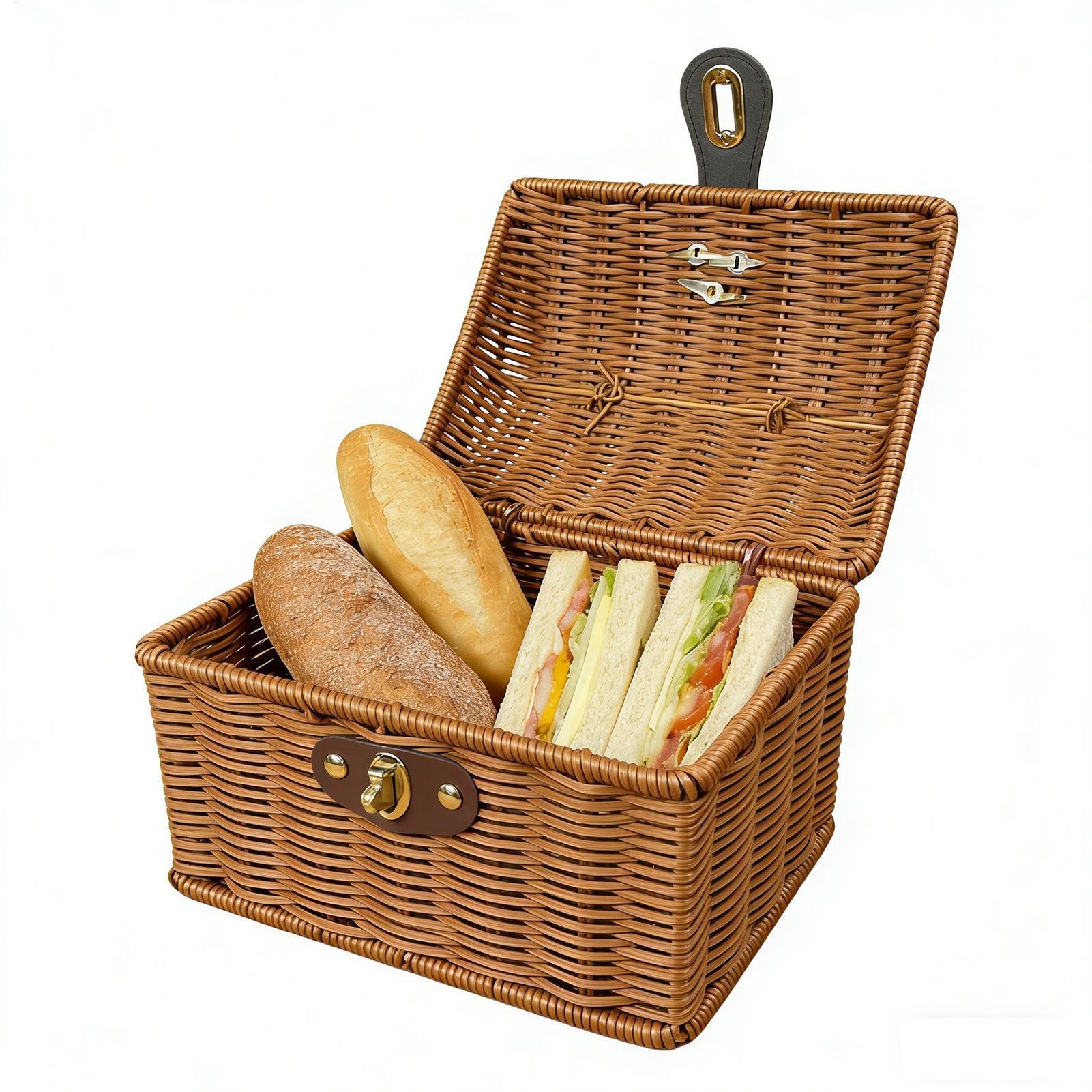 Bread Box Bamboo - Cesta de picnic con asa, caja