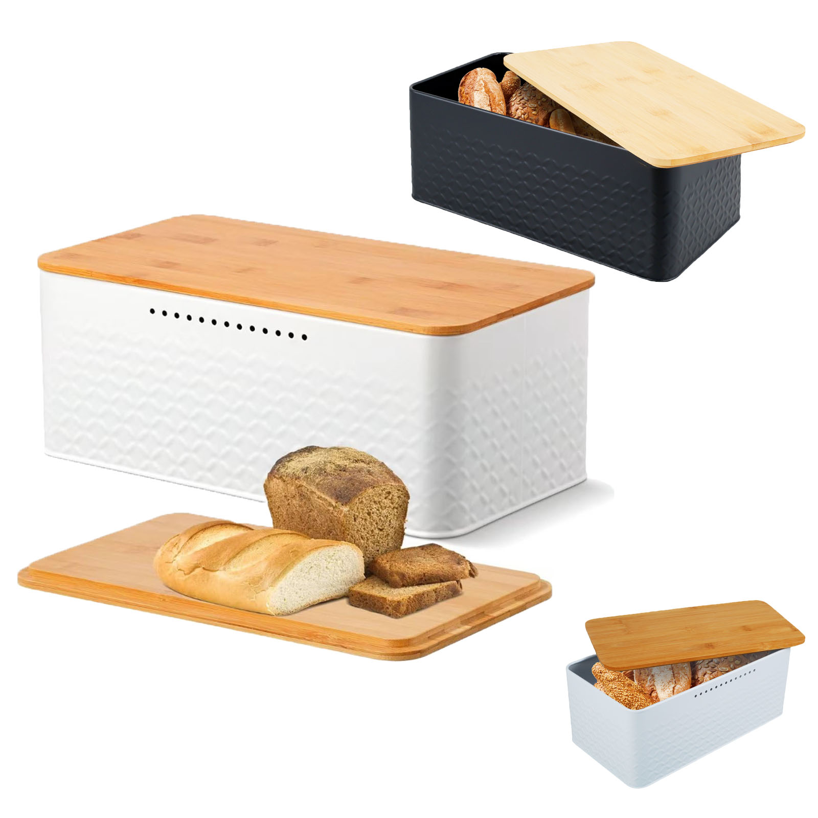 Bread Box Bamboo - Caja de pan con tapa de