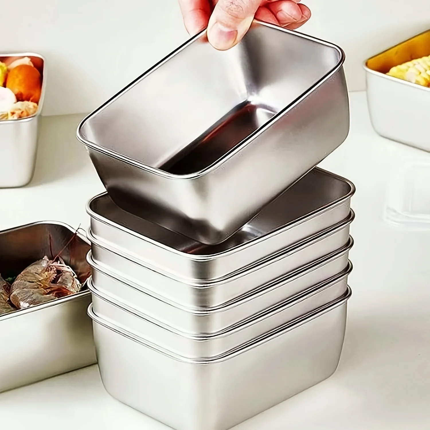 Food Storage In Stainless Steel - Juego de recipientes de acero inoxidable
