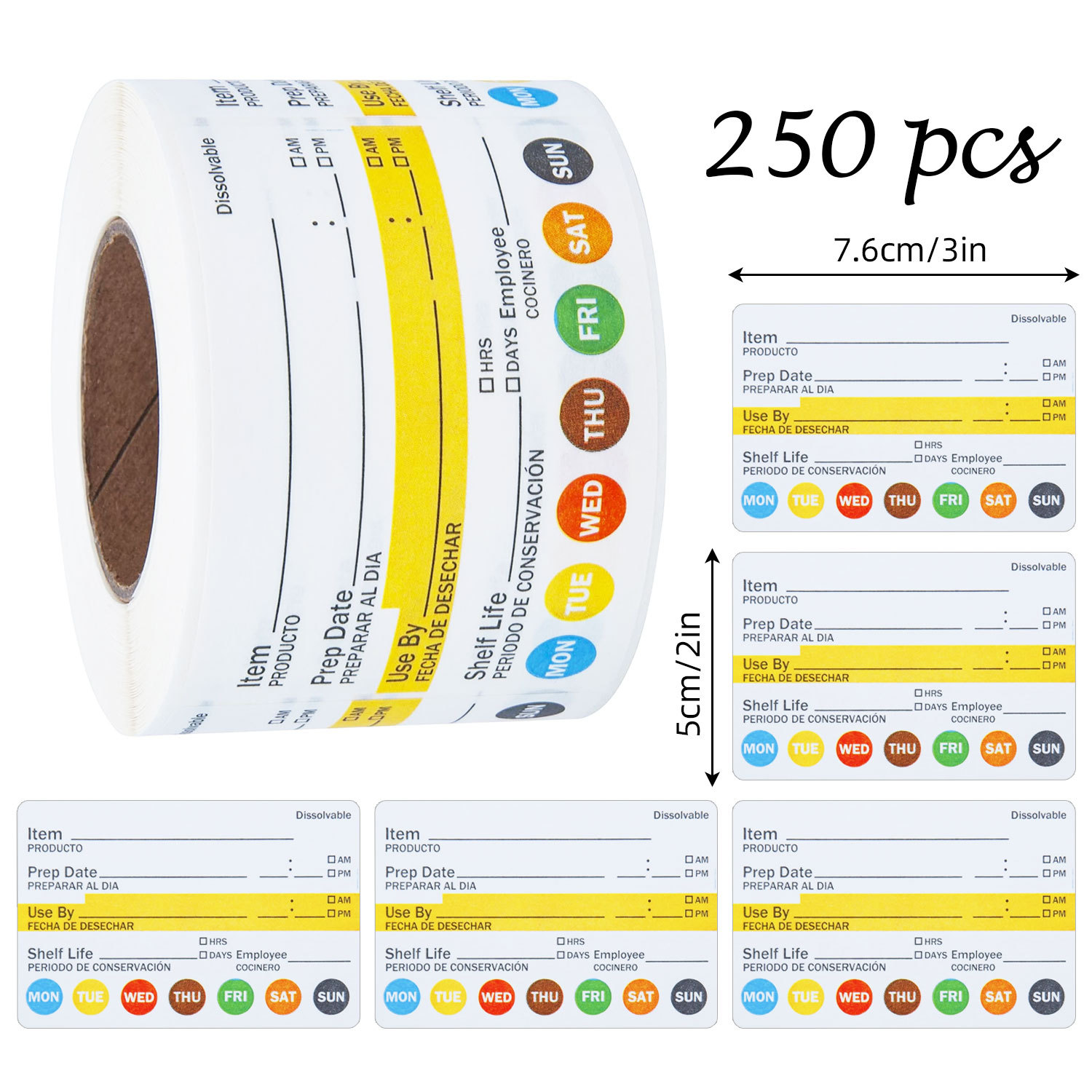 Food Storage Label - Etiquetas de Fecha para Alimentos, 250