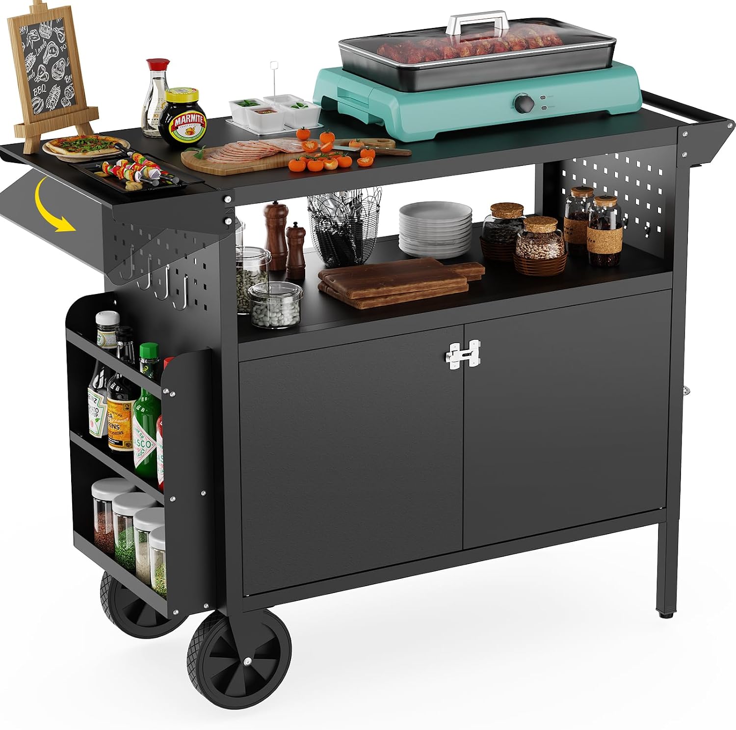 Food Storage With Wheels - Carrito de parrilla para exteriores con