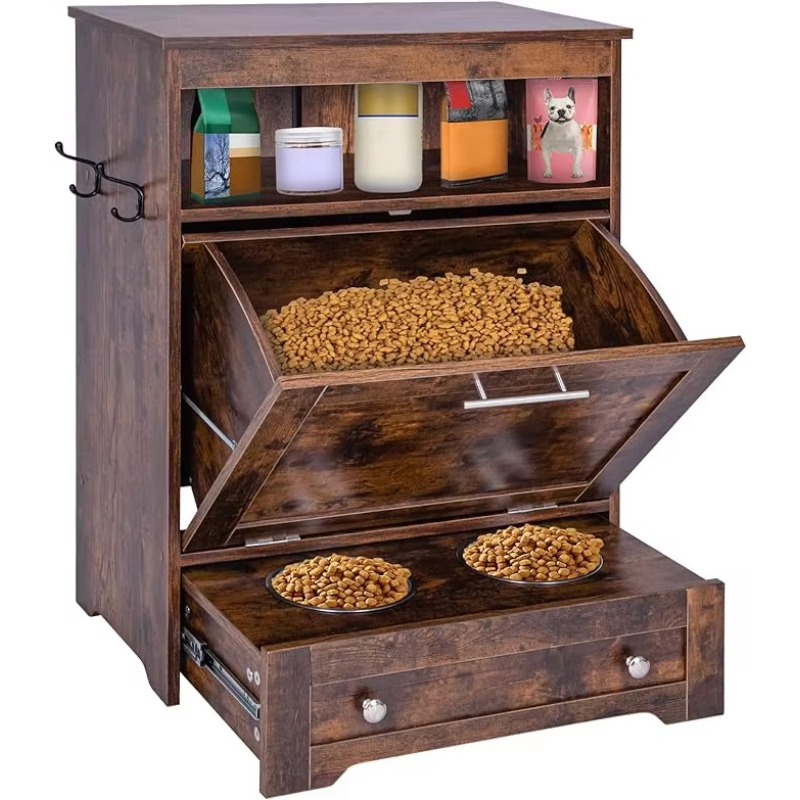 Food Storage In Cabinets - Estación moderna para comedero para mascotas: