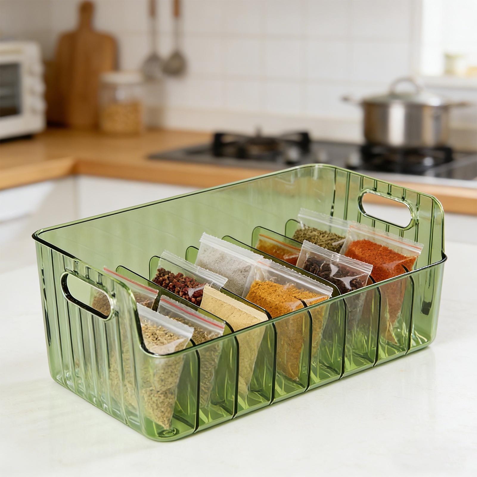 Food Storage With Dividers - Organizador de Especias Transparente con Divisiones,