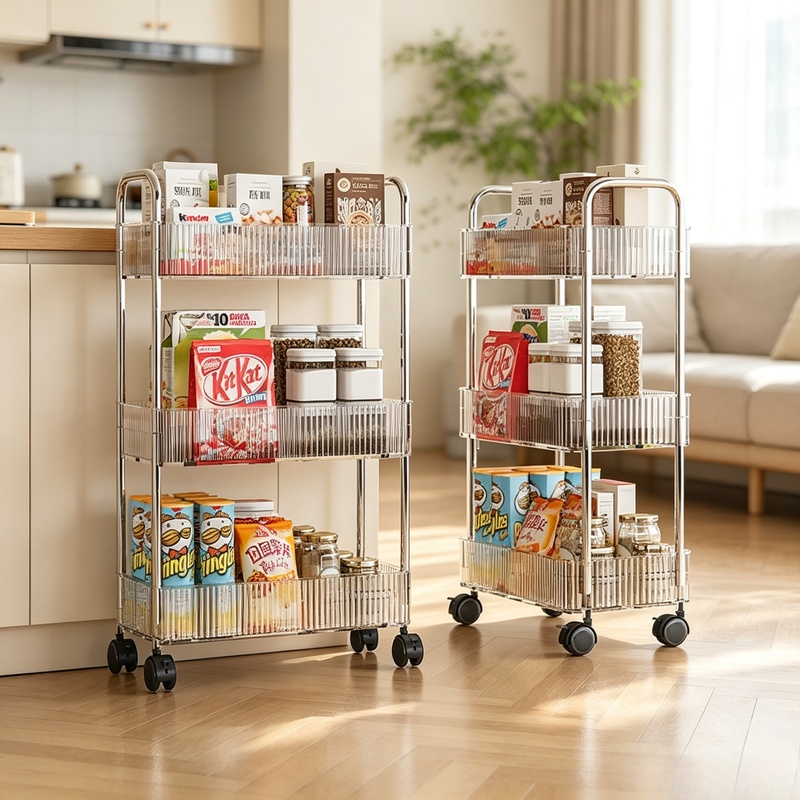 Food Storage With Wheels - Carrito Rodante Multicapa con Ruedas Móviles,