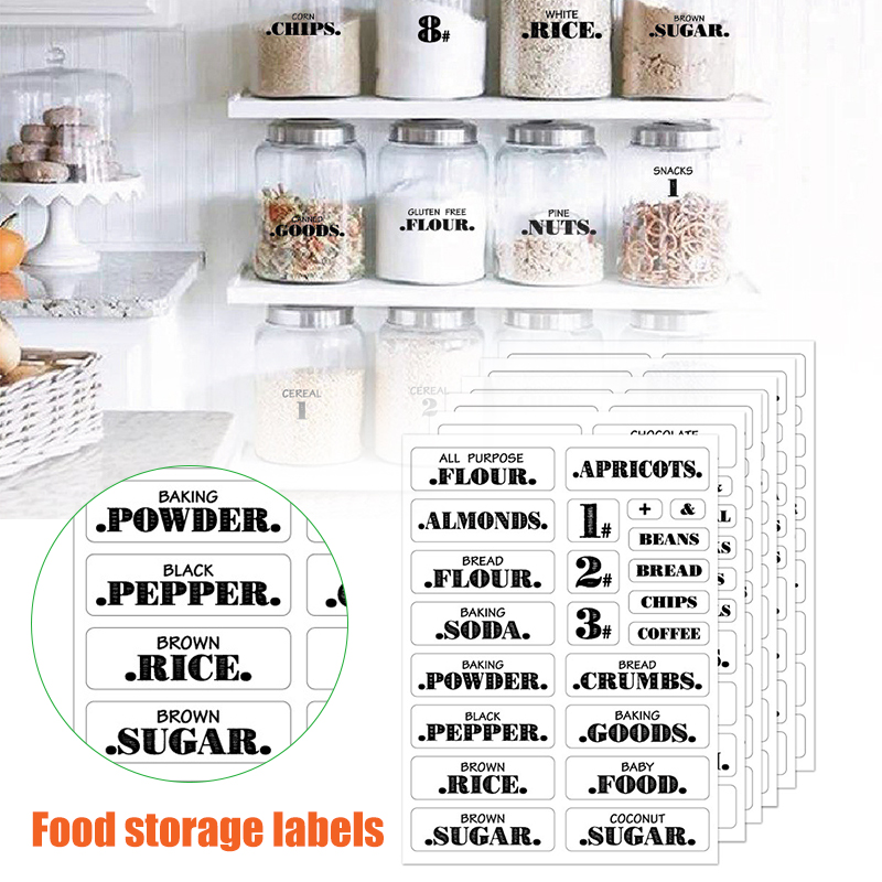 Food Storage Label - Pegatinas de cocina para condimentos, 132