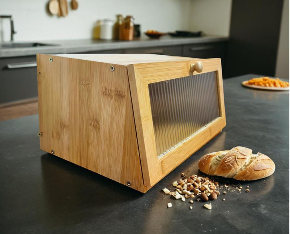Bread Box Bamboo - Caja de pan de bambú, encimera