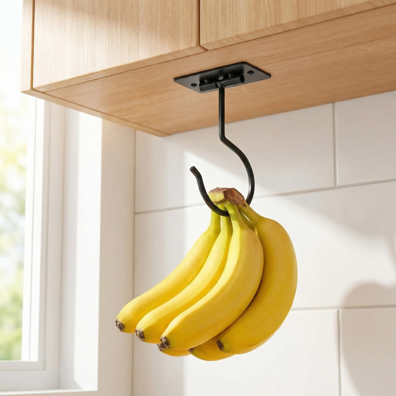 Food Storage In Cabinets - Gancho Adhesivo de Metal Negro para