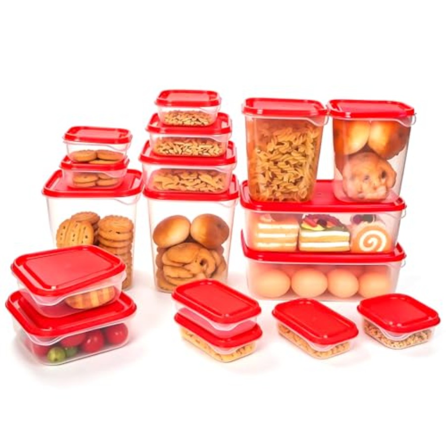 Juego de 17 Recipientes de Plá - Food Storage Plastic Containers With Lids reseña y precio
