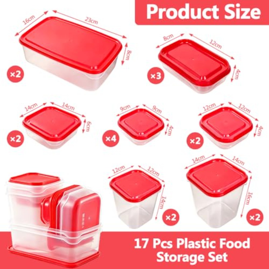 Juego de 17 Recipientes de Plá - Food Storage Plastic Containers With Lids reseña y precio