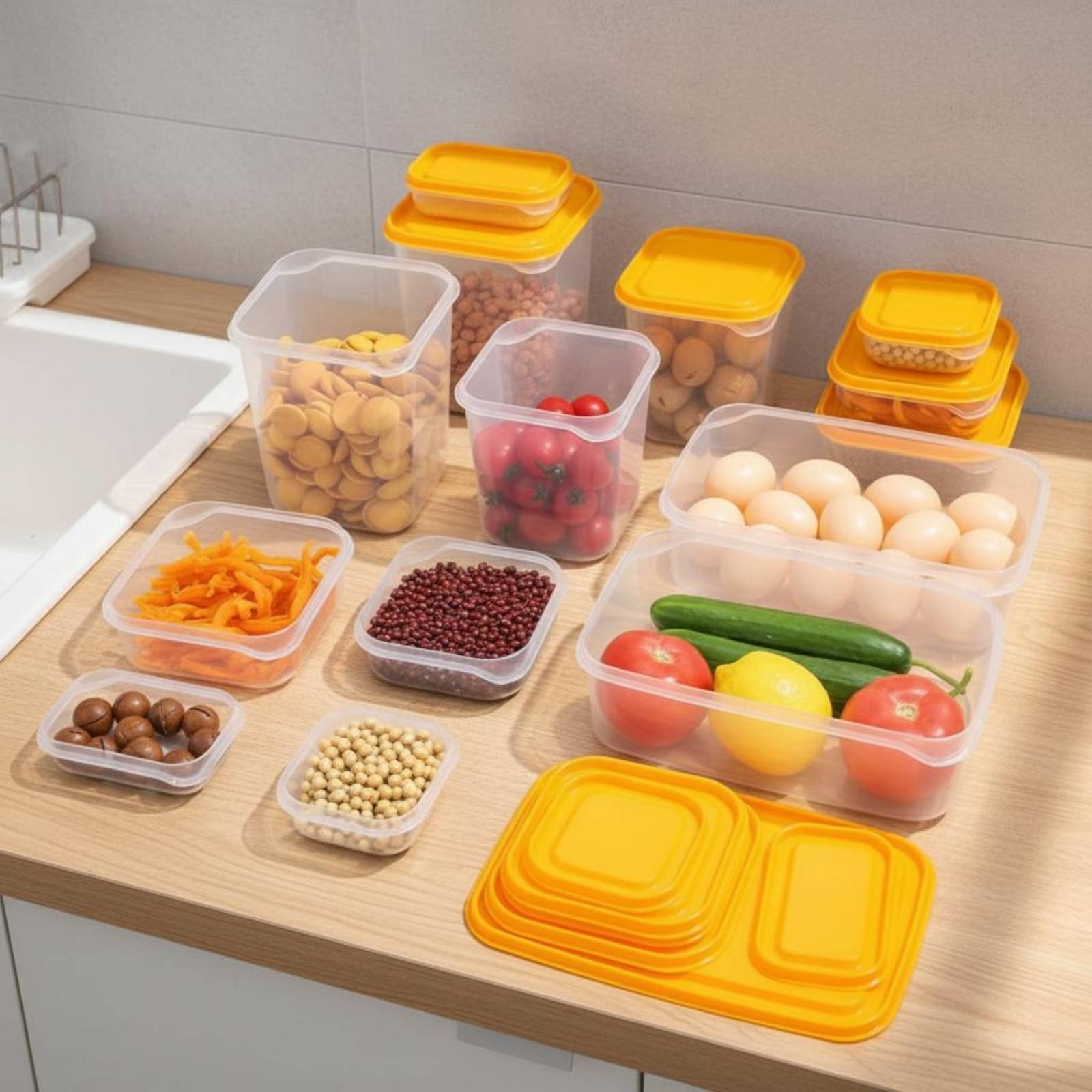 Juego de 17 Recipientes para R - Food Storage Plastic Containers With Lids reseña y precio