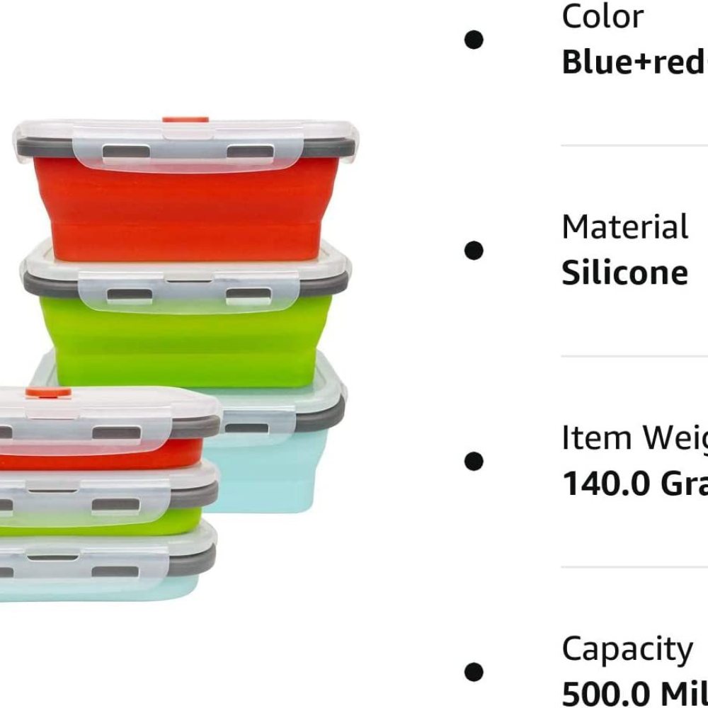 Caja de comida plegable de sil - Food Storage Non Toxic reseña y precio