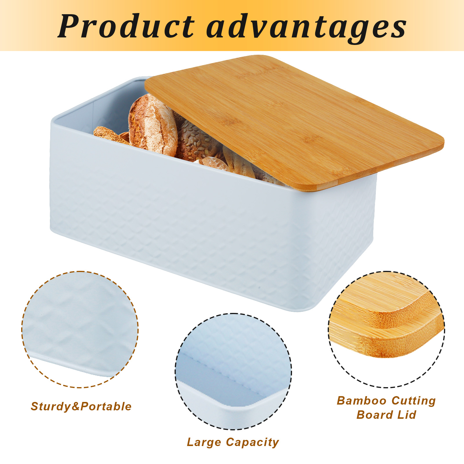 Caja de pan con tapa de bambú, - Bread Box Bamboo reseña y precio