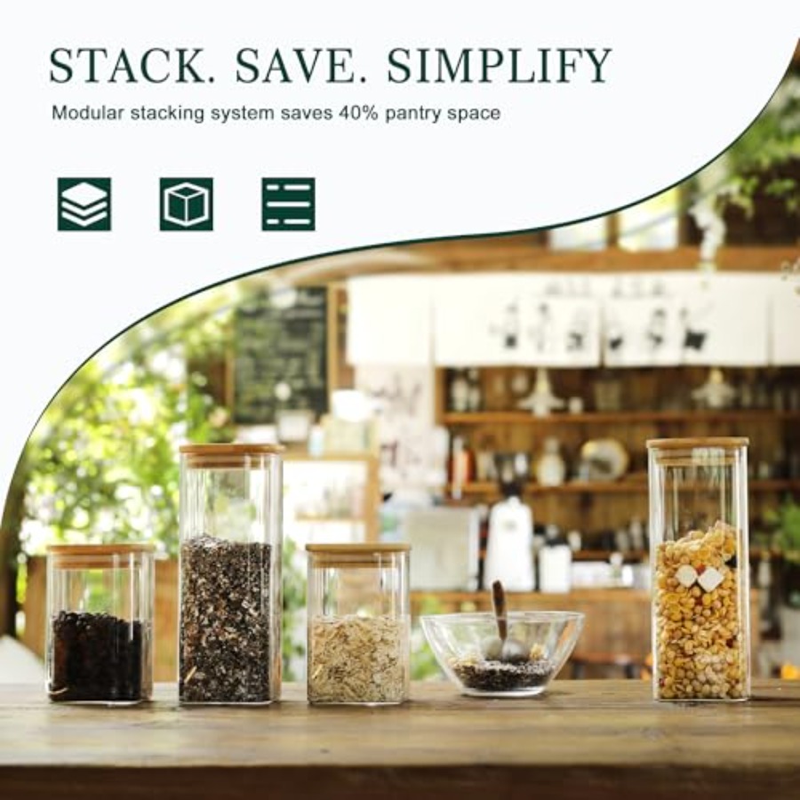 Paquete de 12 Frascos Cuadrado - Food Storage With Lids reseña y precio
