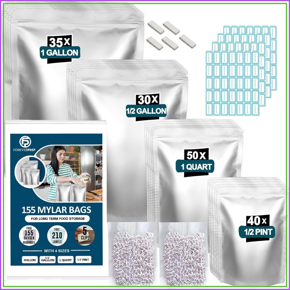 155 Bolsas de Mylar con 155 Ab - Food Storage Label reseña y precio