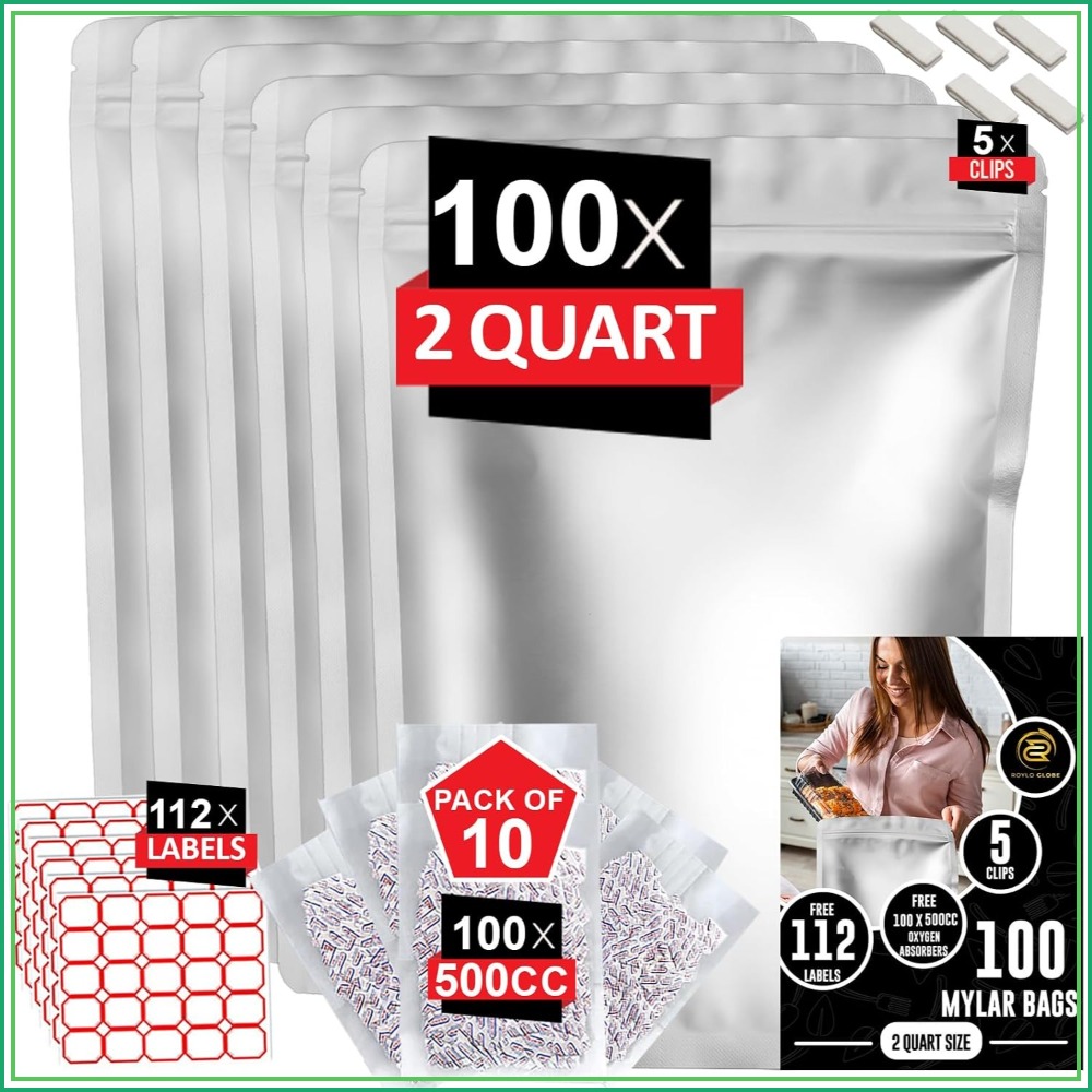 100 Bolsas de Mylar de 2 Cuart - Food Storage Long Term reseña y precio