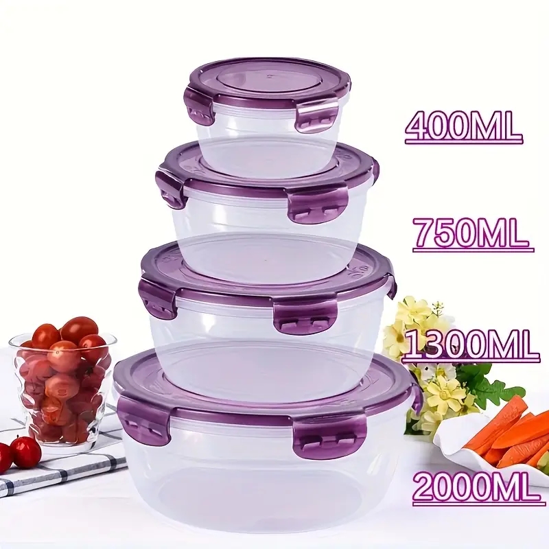 4 Recipientes de Plástico para - Food Storage Plastic Containers With Lids reseña y precio