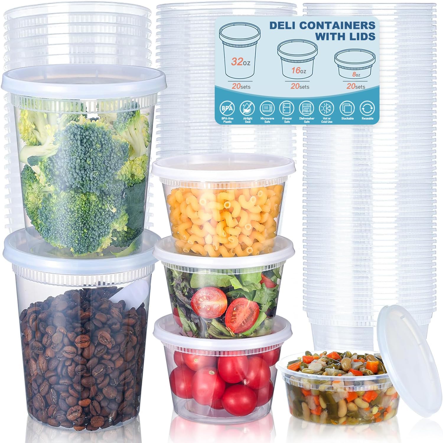24 Uds. Contenedores de almace - Food Storage Plastic Containers With Lids reseña y precio