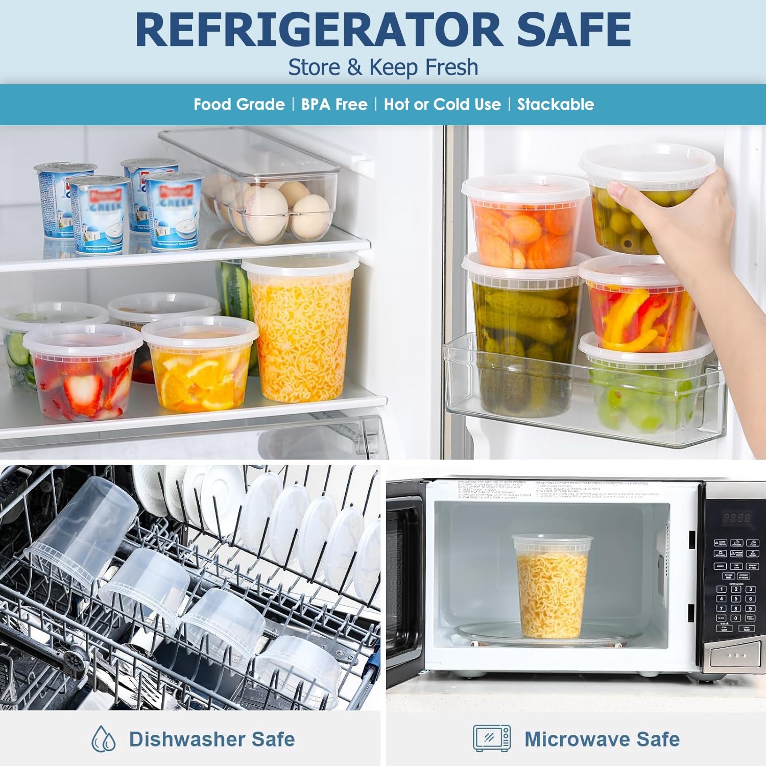 24 Uds. Contenedores de almace - Food Storage Plastic Containers With Lids reseña y precio