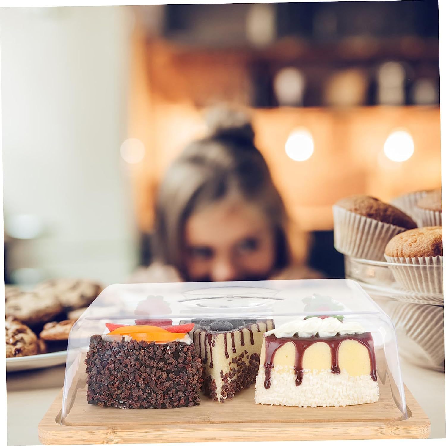 Plato Rectangular de bambú par - Food Storage Glass Box reseña y precio