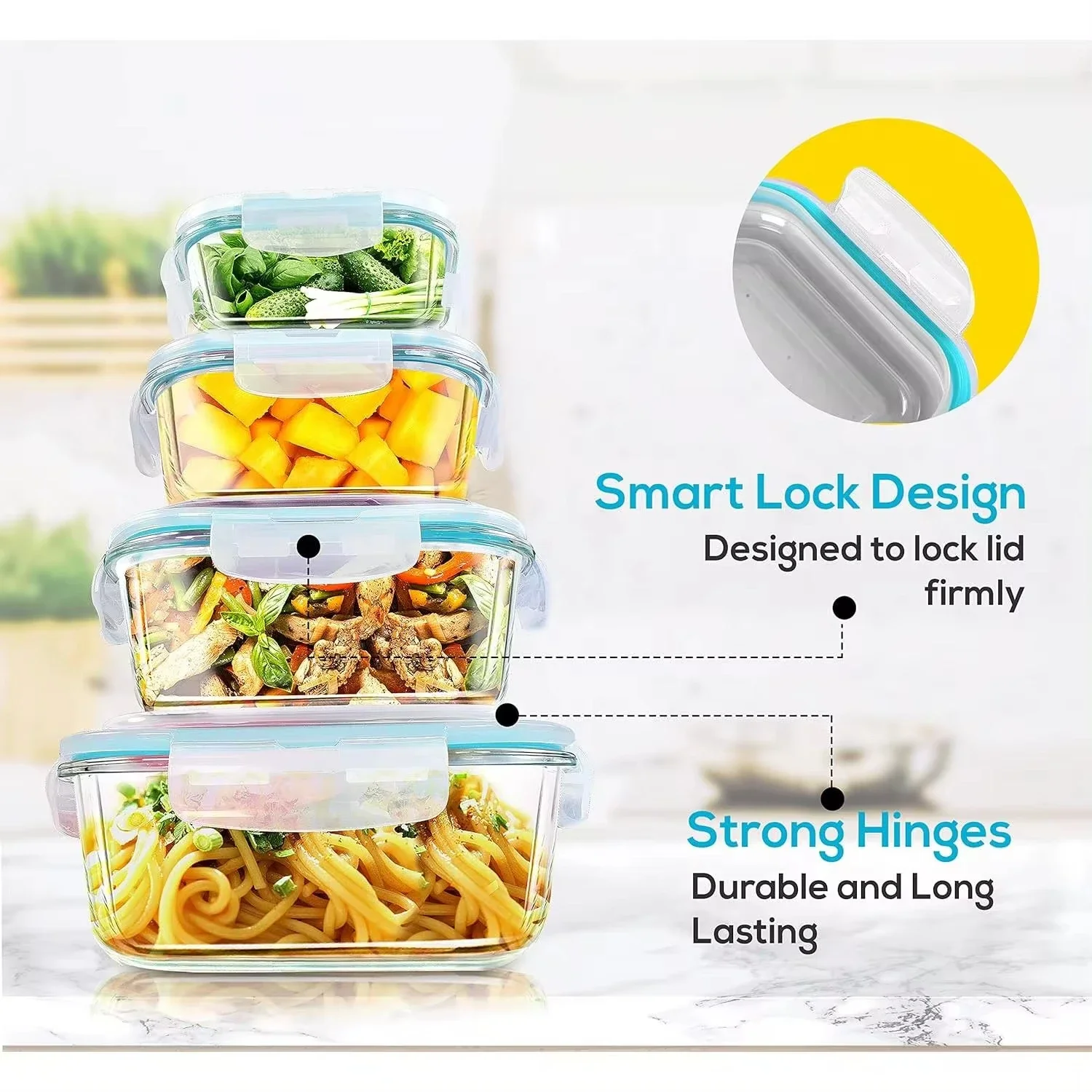 Fiambrera de vidrio, contenedo - Food Storage Glass Box reseña y precio
