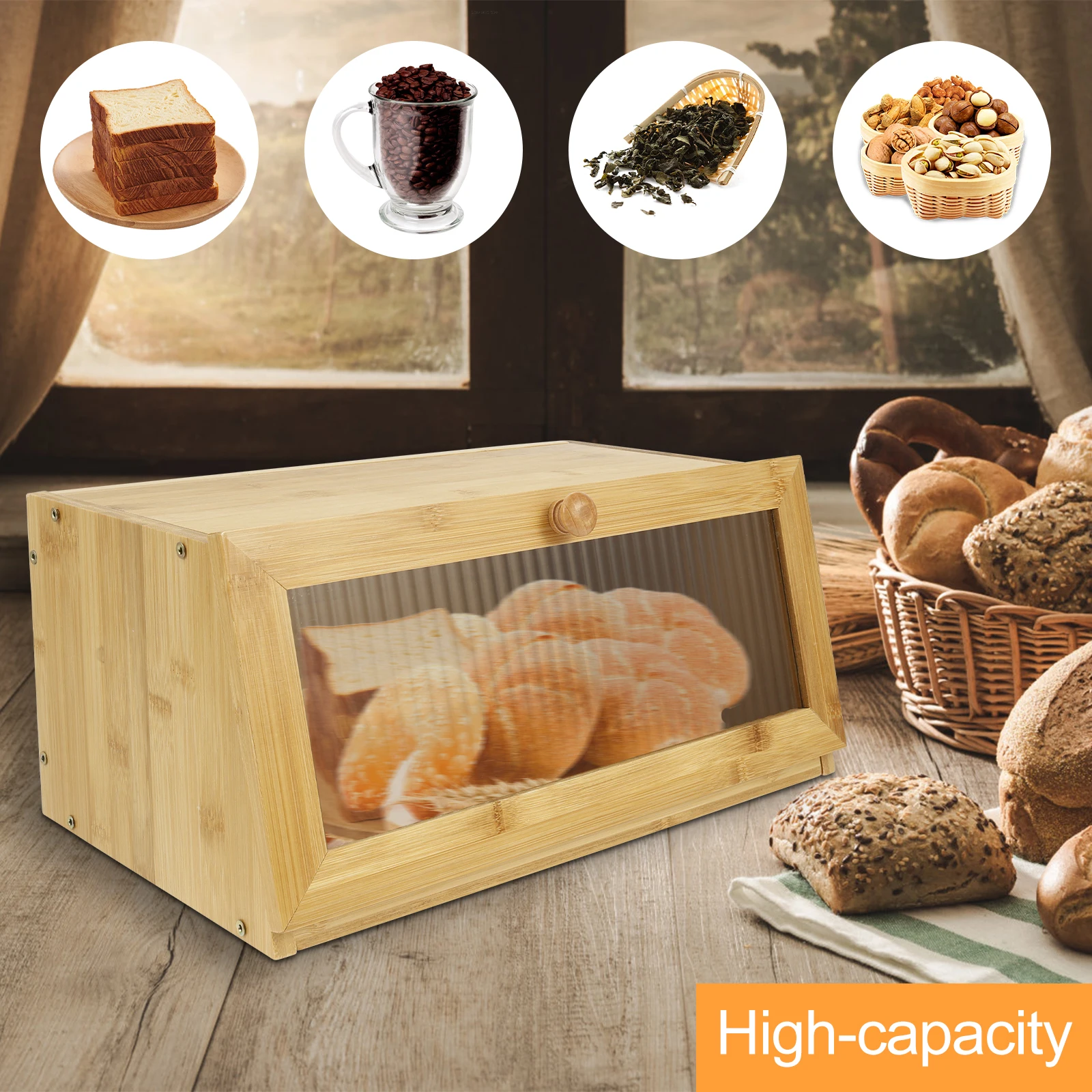 Caja de pan de bambú, encimera - Bread Box Bamboo reseña y precio