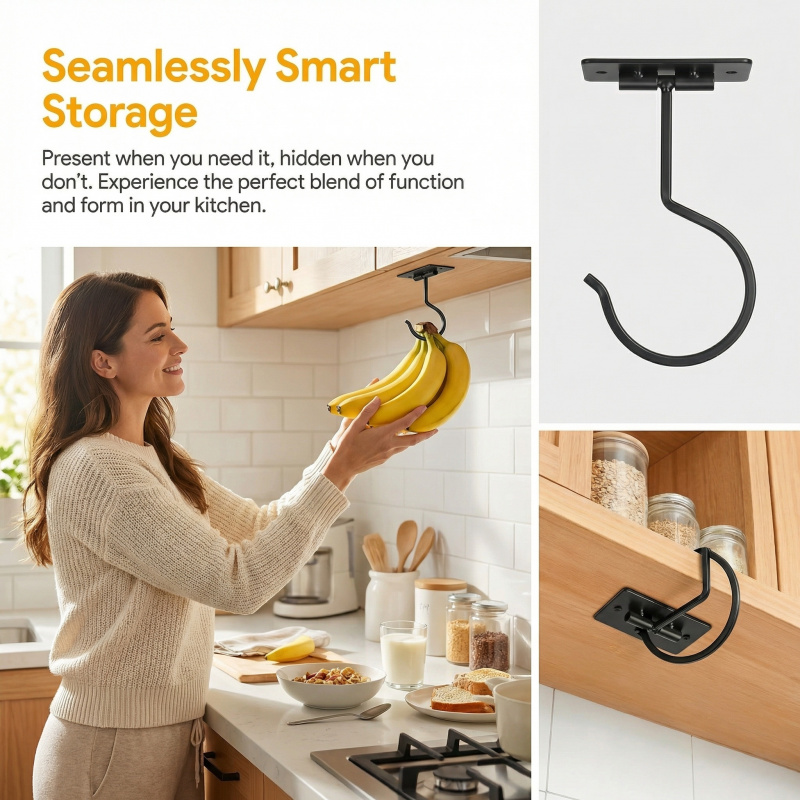 Gancho Adhesivo de Metal Negro - Food Storage In Cabinets reseña y precio